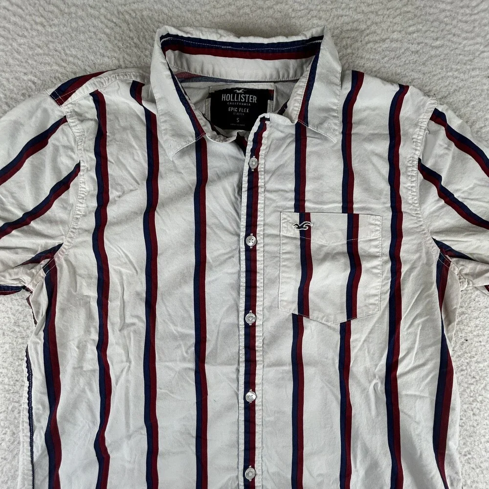 Hollister Shirt Mens Small Lot of 2 Striped Button Up Short Sleeve Epic Flex